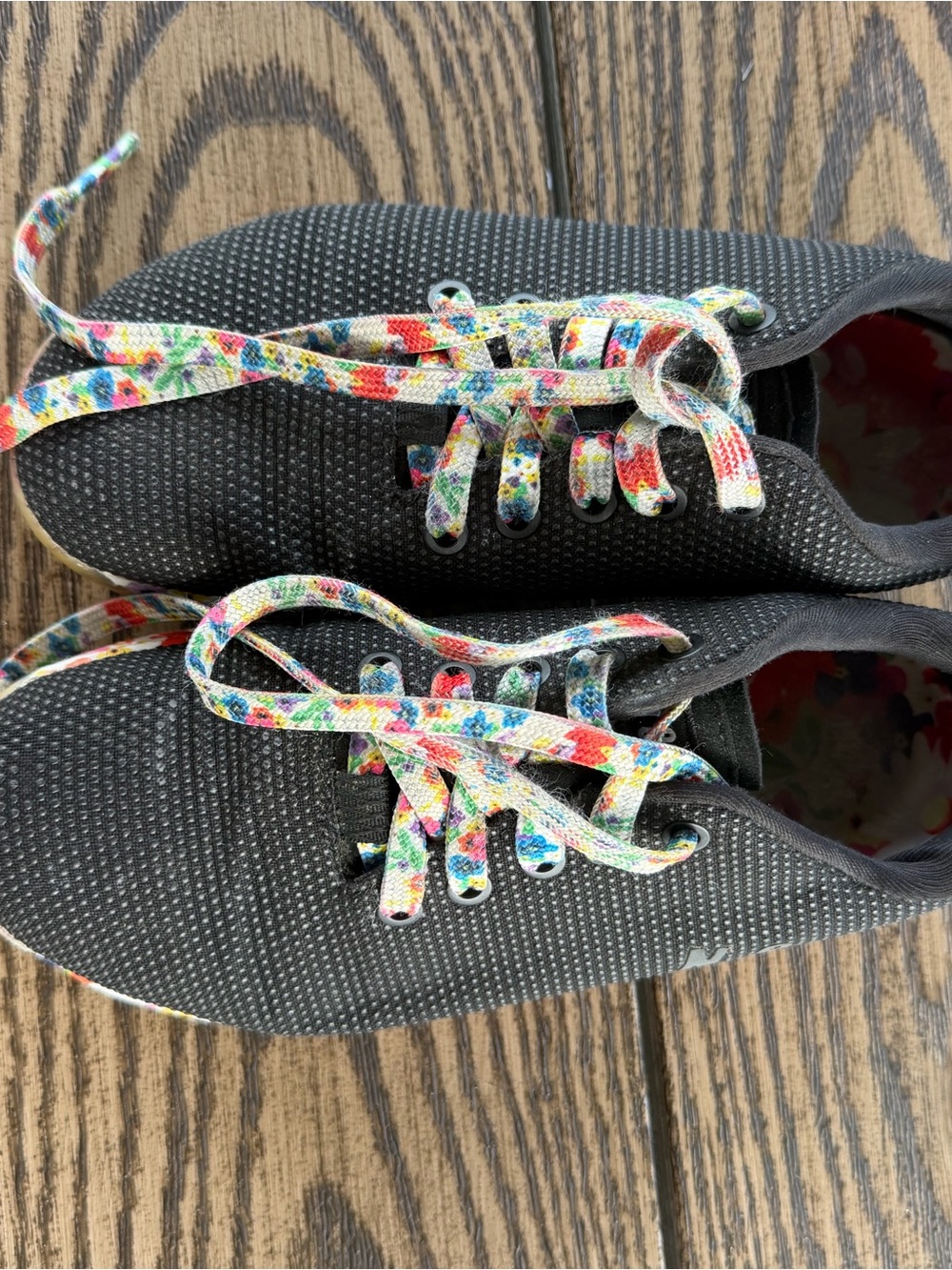 NOBULL Kids Black Knit Sneakers with Floral Trim - Picture 2 of 3